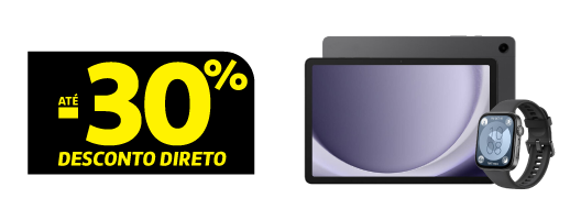 Até 30% Desconto em Smartwatch e Tablets Samsung, Lenovo, Xiaomi e Huawei. Válido de 23 a 26 outubro de 2025. Até 30% Desconto em Smartwatch e Tablets Samsung, Lenovo, Xiaomi e Huawei. Válido de 23 a 26 outubro de 2025.