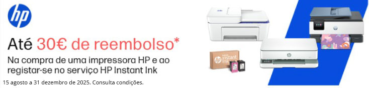 Reembolso Até 30€ Impressoras HP - 15 agosto a 31 dezembro