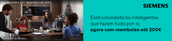 Reembolso até 75€ em eletrodomésticos Siemens - 01 nov a 31 dez de 2025 Reembolso até 75€ em eletrodomésticos Siemens - 01 nov a 31 dez de 2025