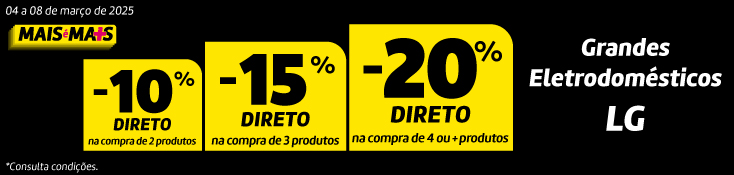 Até 20% Direto em Grandes Eletrodomésticos LG - 04 a 08 marco Até 20% Direto em Grandes Eletrodomésticos LG - 04 a 08 marco