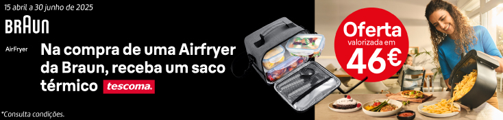 Oferta Saco Térmico, na compra de uma AirFryer Braun - 15 abr a 30 jun