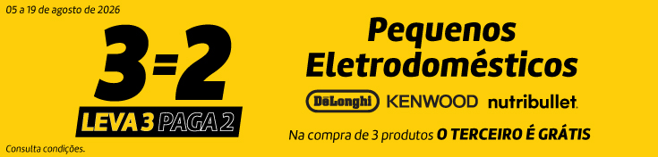 Leva 3 Paga 2 Pequenos - Delonghi, Kenwood e Nutri - 05 a 19 agos Leva 3 Paga 2 Pequenos - Delonghi, Kenwood e Nutri - 05 a 19 agos