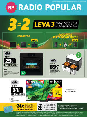 3=2 Leva 3 Paga 2 em Encastre e Pequenos Eletrodomésticos. 14 a 27 de maio de 2026.